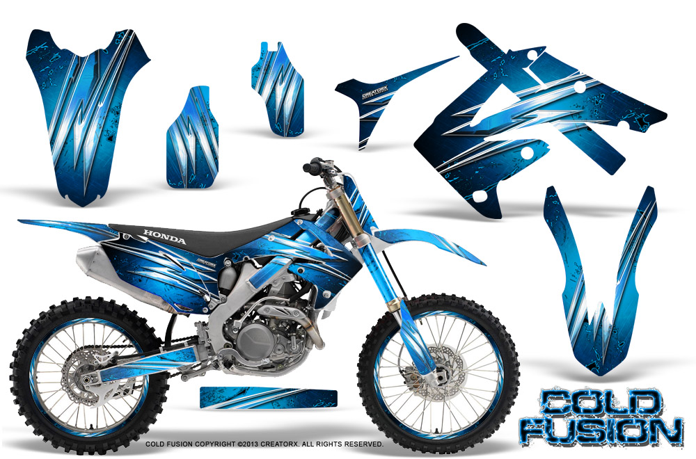 Honda CRF250 10-12 CRF450 09-12 Graphics Kit Cold Fusion BlueIce NP Rims